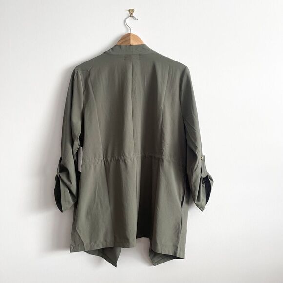 Majora Jacket Waterfall Front Lightweight Green Women's L Adjustable Belt NWT - Picture 2 of 9